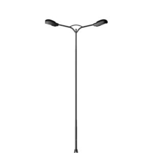 Black Double Arm Round Street Light Pole