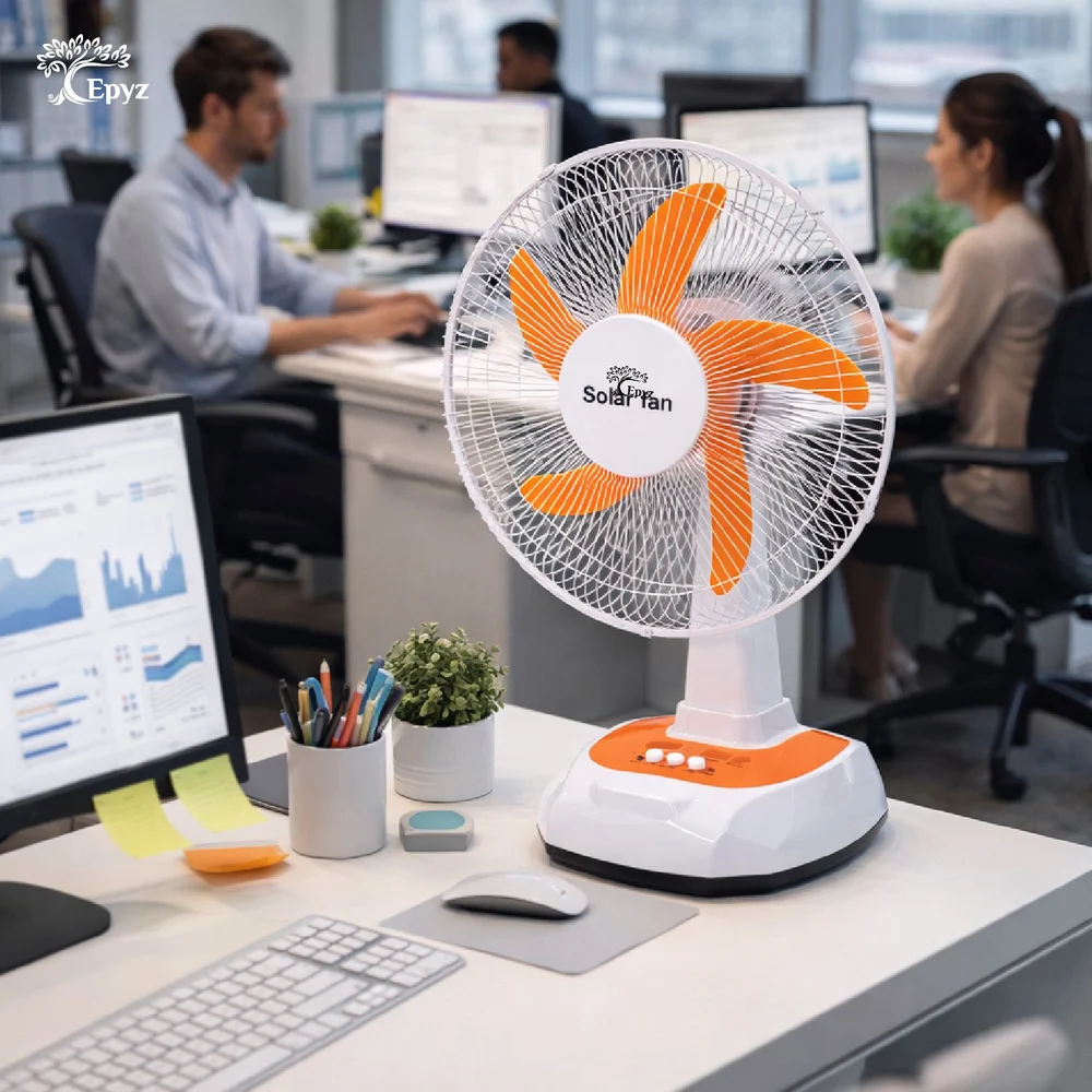 Epyz 16inch Solar Portable High Speed 3 Gear Table DC Fan and Rechargeable Solar Fan for Indoor - Image 4