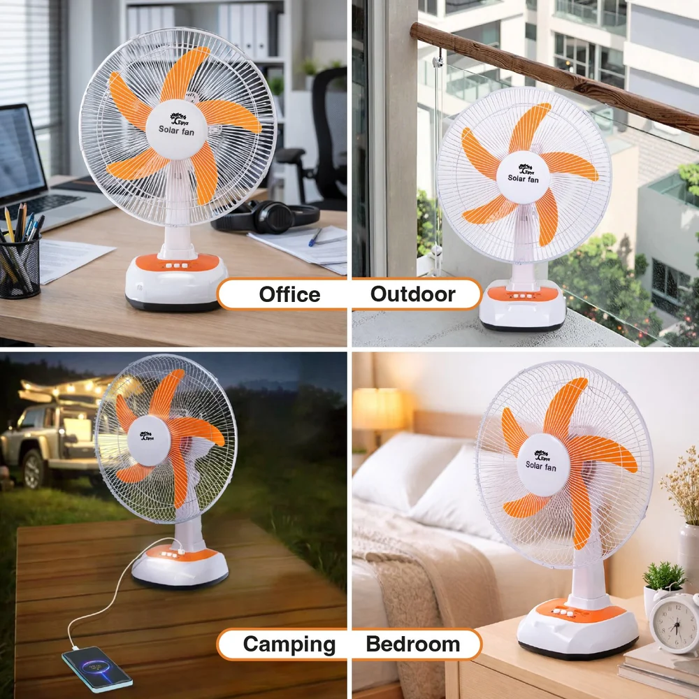 Epyz 16inch Solar Portable High Speed 3 Gear Table DC Fan and Rechargeable Solar Fan for Indoor - Image 3
